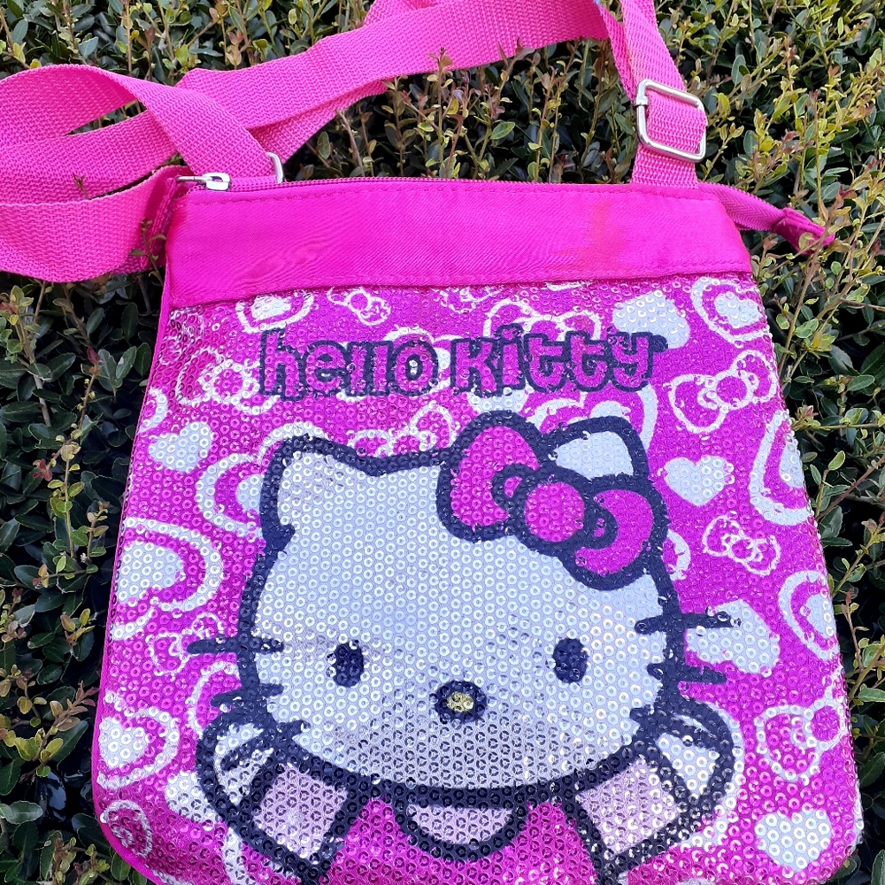 Girls saddle bag purse sequins HELLO KITTY